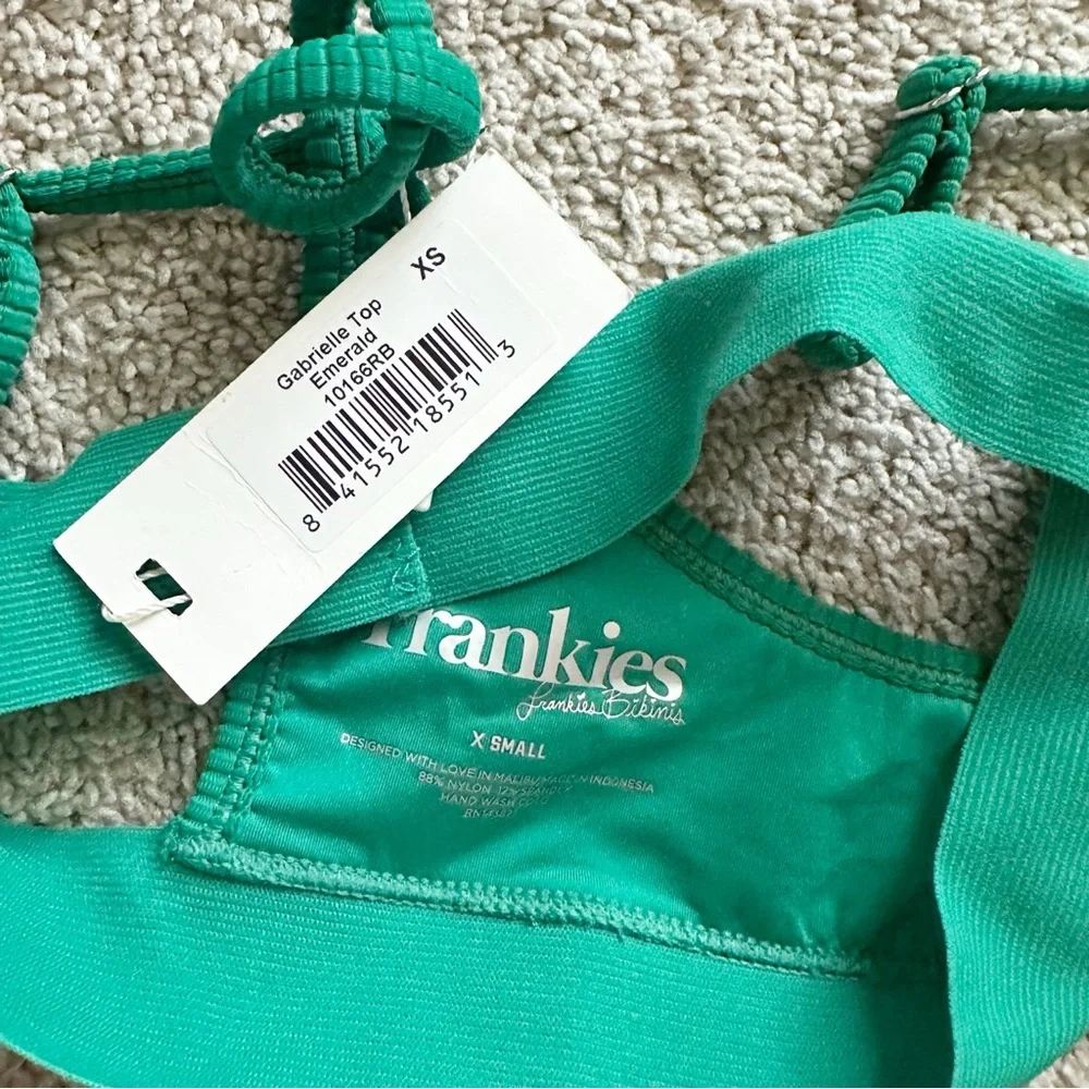 NWT Frankie’s Bikinis Gabrielle Two Piece Swimsuit Top Bottom Emerald Green XS